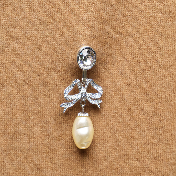 Pearl Brooch Cashmere Cardigan