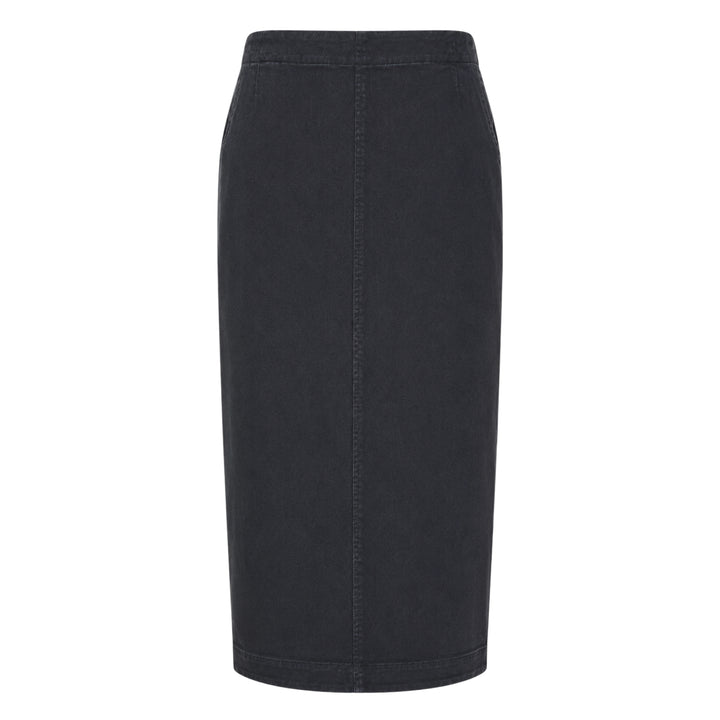 Black Denim Midi Skirt