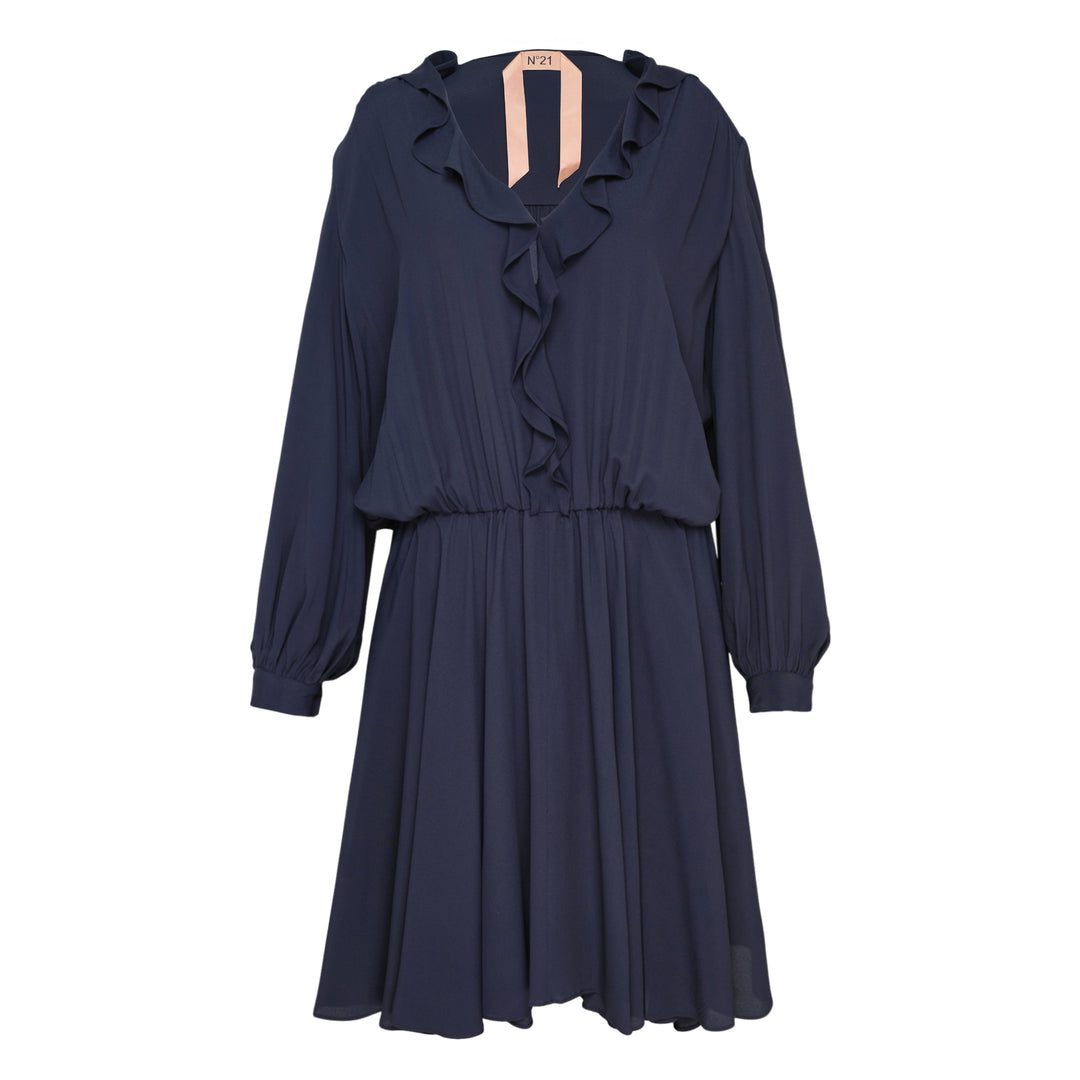Ruffle Neckline Woven Dress