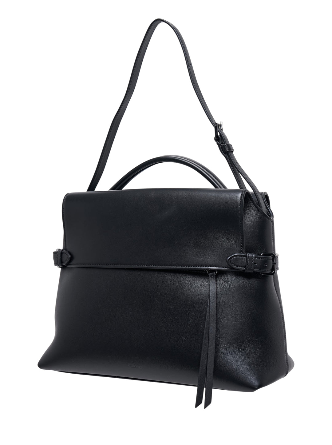 Mulberry Stevie black smooth leather top handle bag with oval twist-lock closure, rolled top handle and adjustable shoulder strap - view 2