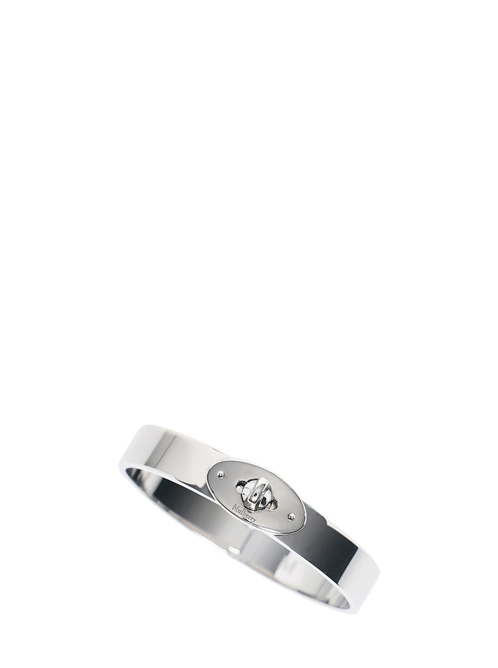 Mulberry Bayswater polished silver-tone metal bracelet with oval postman's lock closure and engraved Mulberry lettering