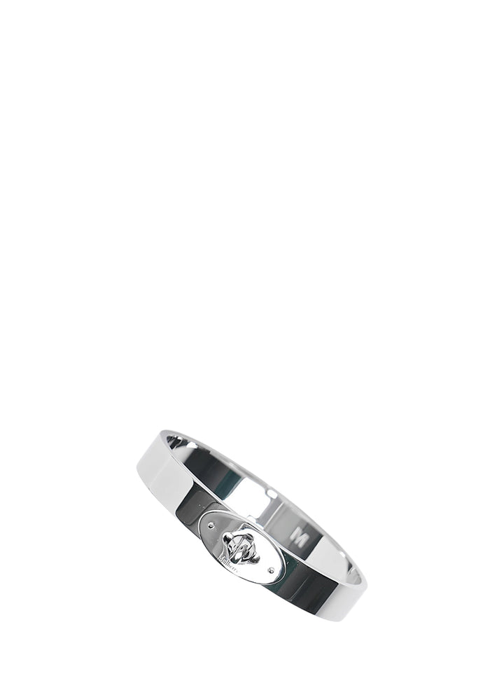 Mulberry Bayswater polished silver-tone metal bracelet with oval postman's lock closure and engraved Mulberry lettering - view 2