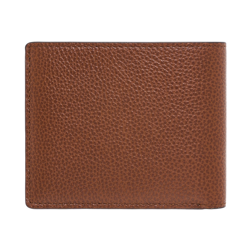 Mulberry Heritage Eight Card Wallet in tan pebbled leather with silver-tone logo stamp, front view