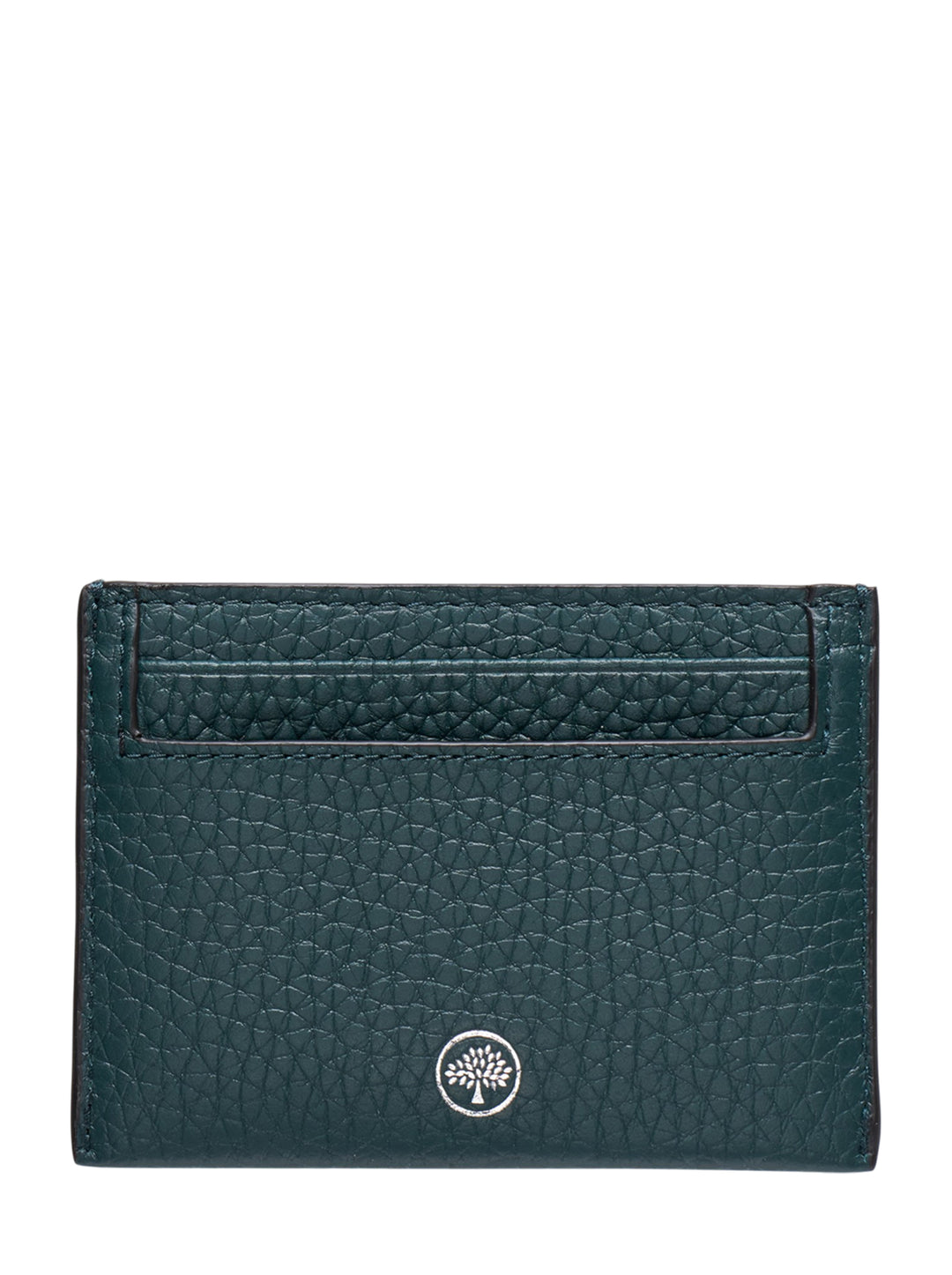 Mulberry Heavy Grain Credit Card Slip in forest green pebbled leather with multiple card slots and silver-tone logo lettering - view 2