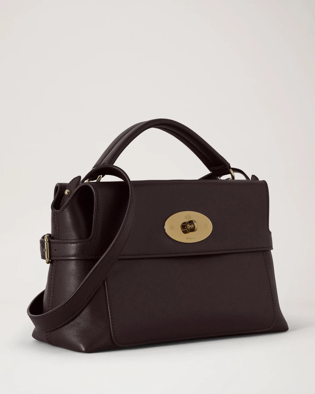 Small Stevie Top Handle Ebony Supple Smooth Leather