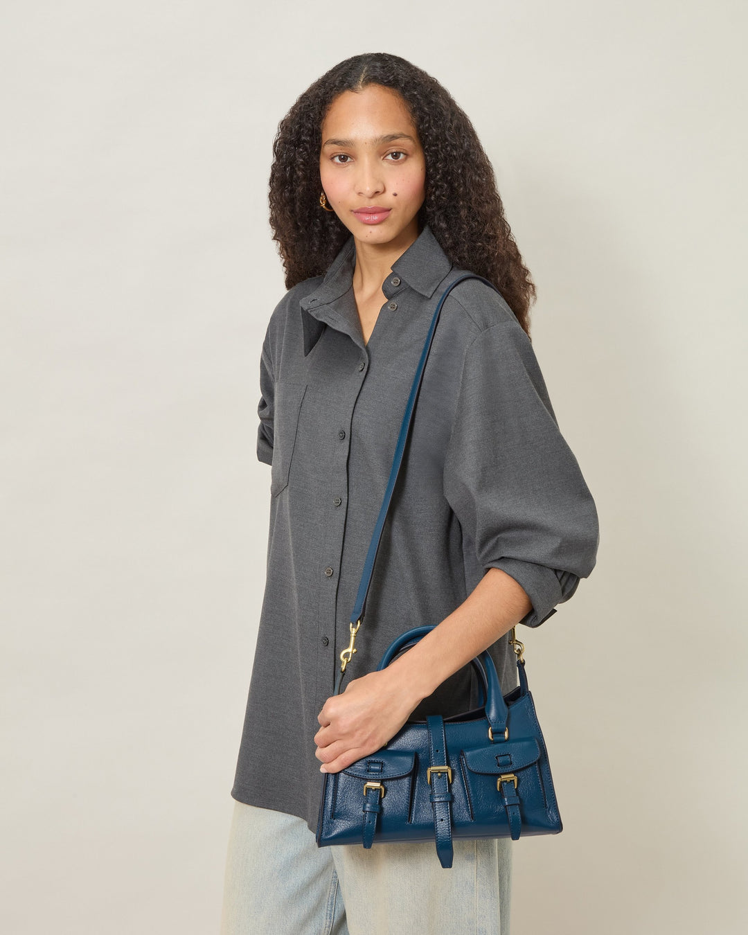 Small Roxanne High Shine Leather Bag