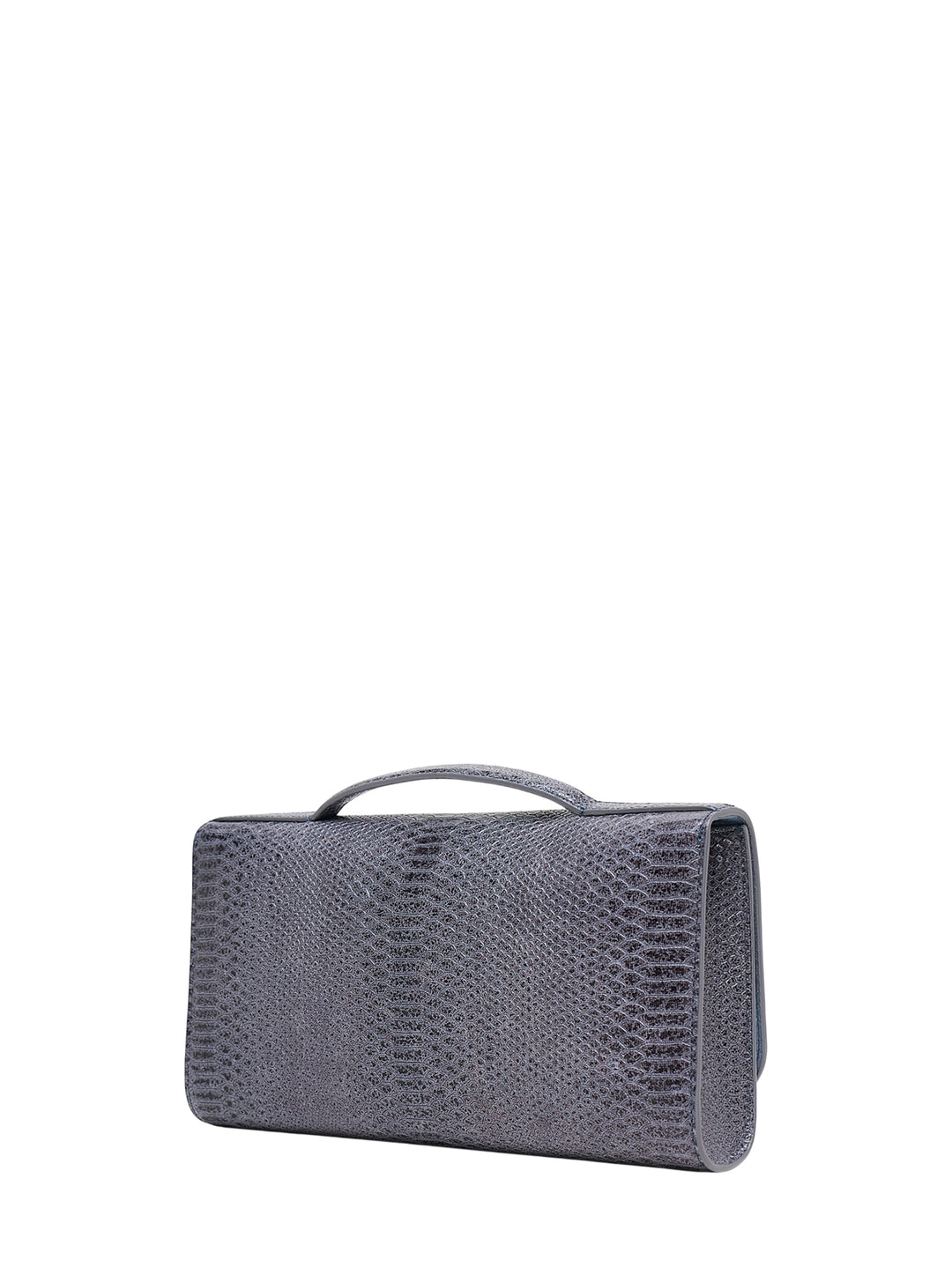 Mulberry Lily clutch in slate snake-embossed leather with gold-tone oval turn-lock and top handle - view 2