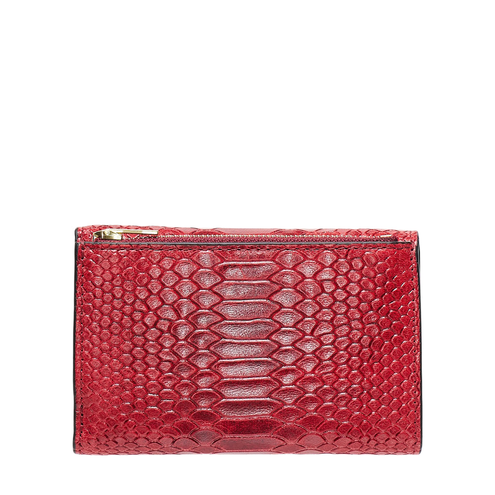 Mulberry Darley Folded Multi-Card Wallet in red python-embossed leather with gold postman's lock closure, front view - view 2
