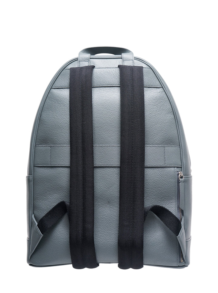 Mulberry Heritage Casual Backpack in slate blue pebbled leather with silver hardware and signature tree charm zip pull, front view - view 2