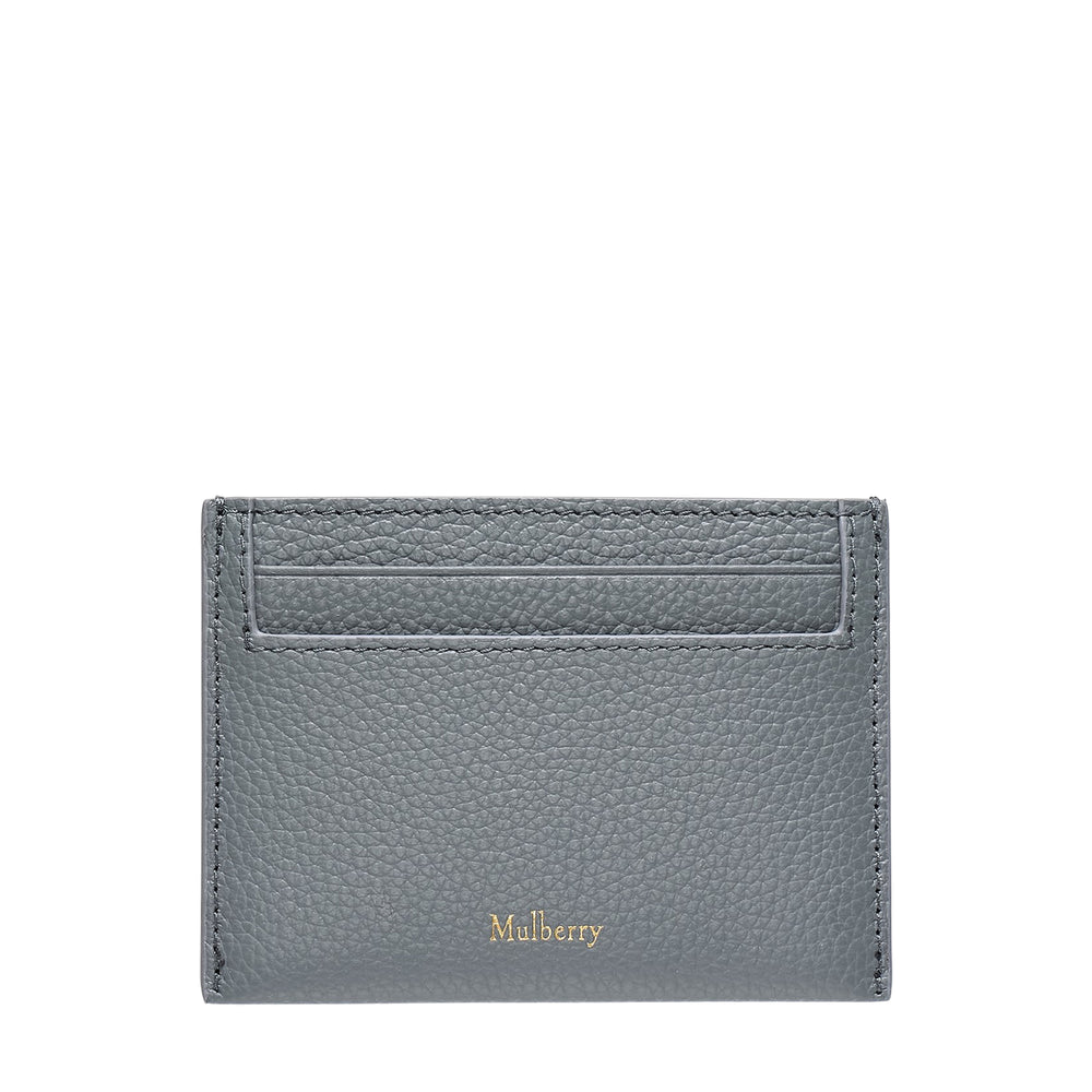 Mulberry Heritage Credit Card Slip in grey pebbled leather with gold tree logo emblem and rear card slot - view 2