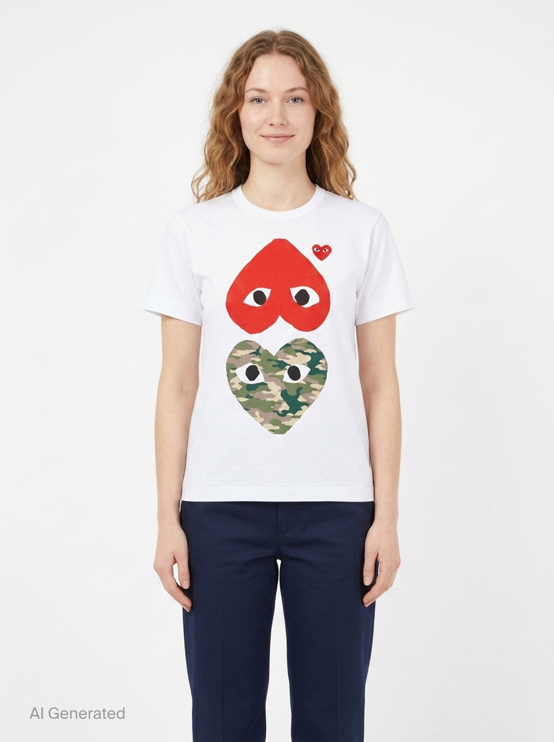 Double Heart Short Sleeve Tee | Comme des Garçons PLAY | Club21 - front