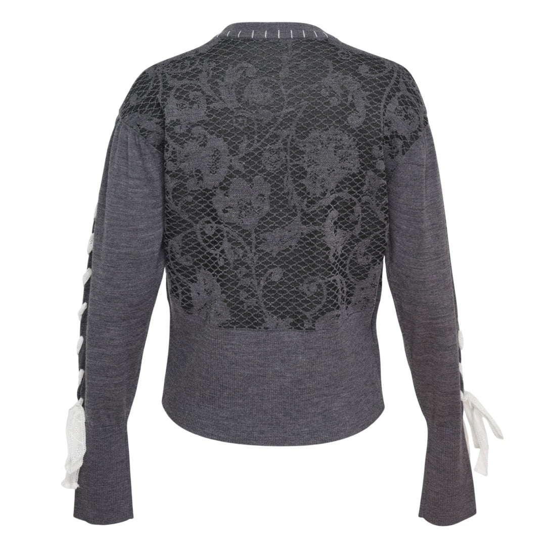 Floral Lace Panel Long Sleeve Cardigan
