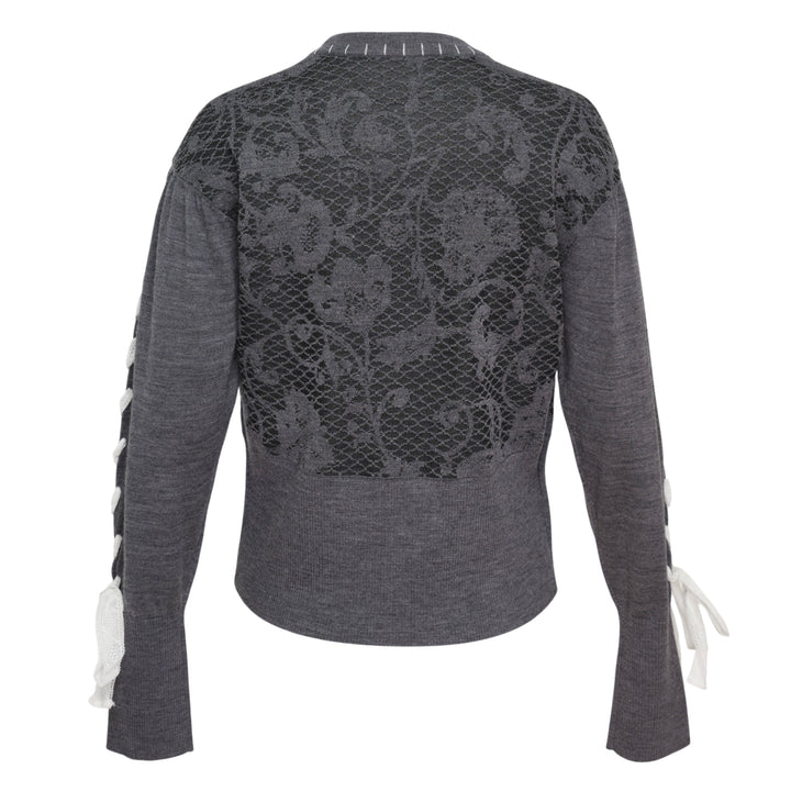 Floral Lace Panel Long Sleeve Cardigan