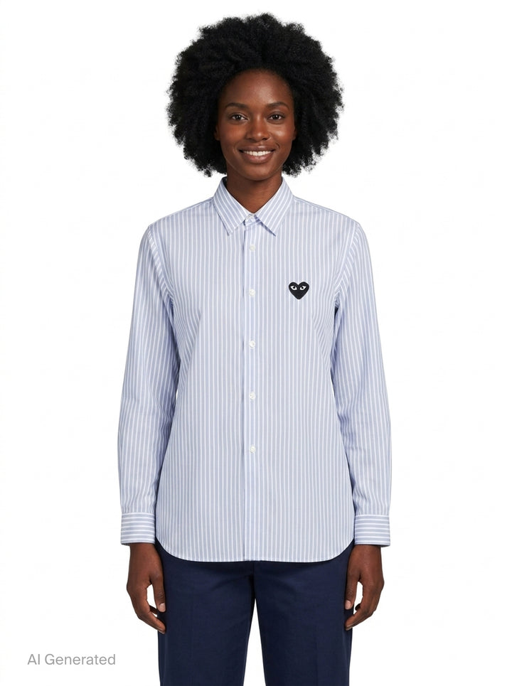 Black Emblem Long Sleeve Shirt | Comme des Garçons PLAY | Club21 - front