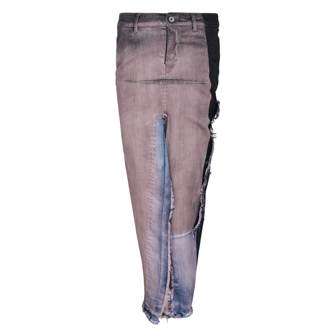 Denim Sliced Rose Wash Skirt