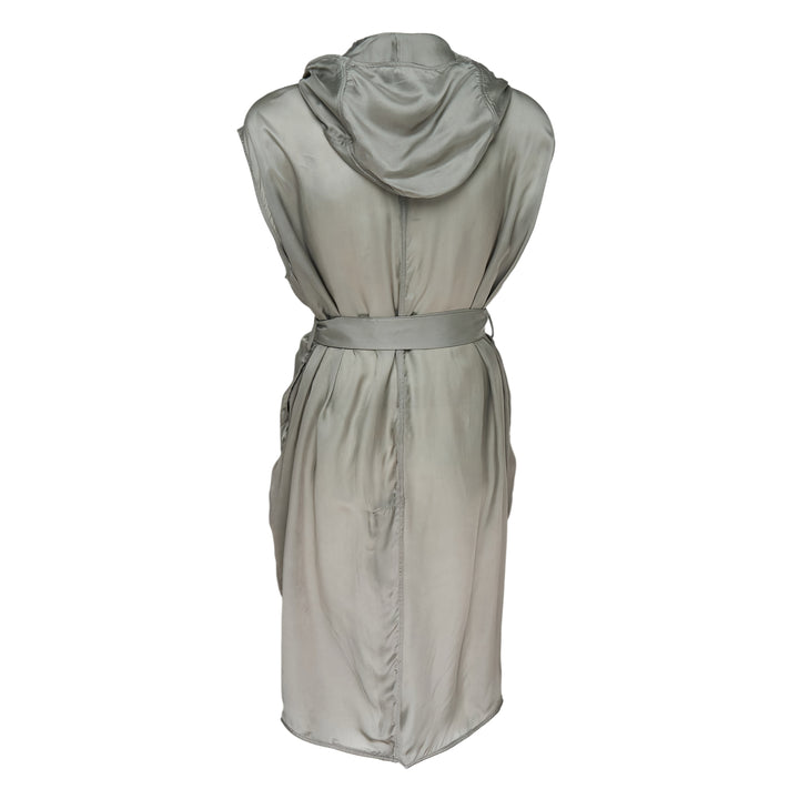 Hooded Belted Sleeveless Coat