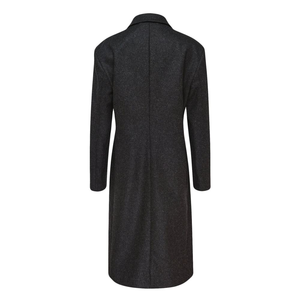 Jil Sander heavy loden wool single-breasted midi coat in charcoal grey with notch lapels and three-button front closure - view 2