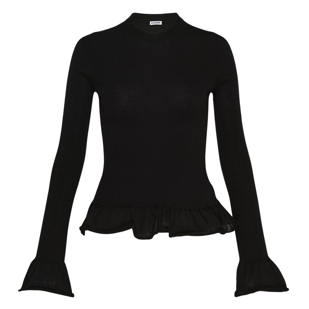 Long Sleeve Fine Wool Frill Jumper