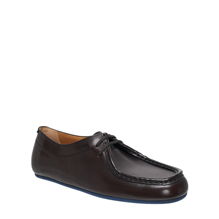 Hood Lace Up Buffalo Leather Flats
