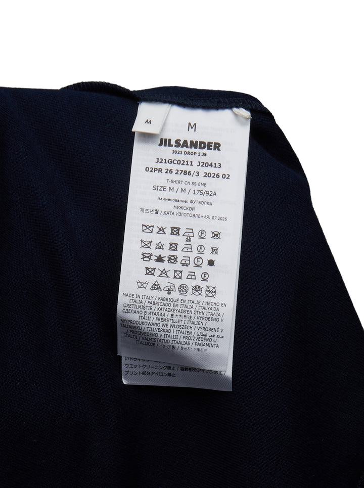 Jil Sander Short Sleeve Embroidered Cotton Tee - view 3