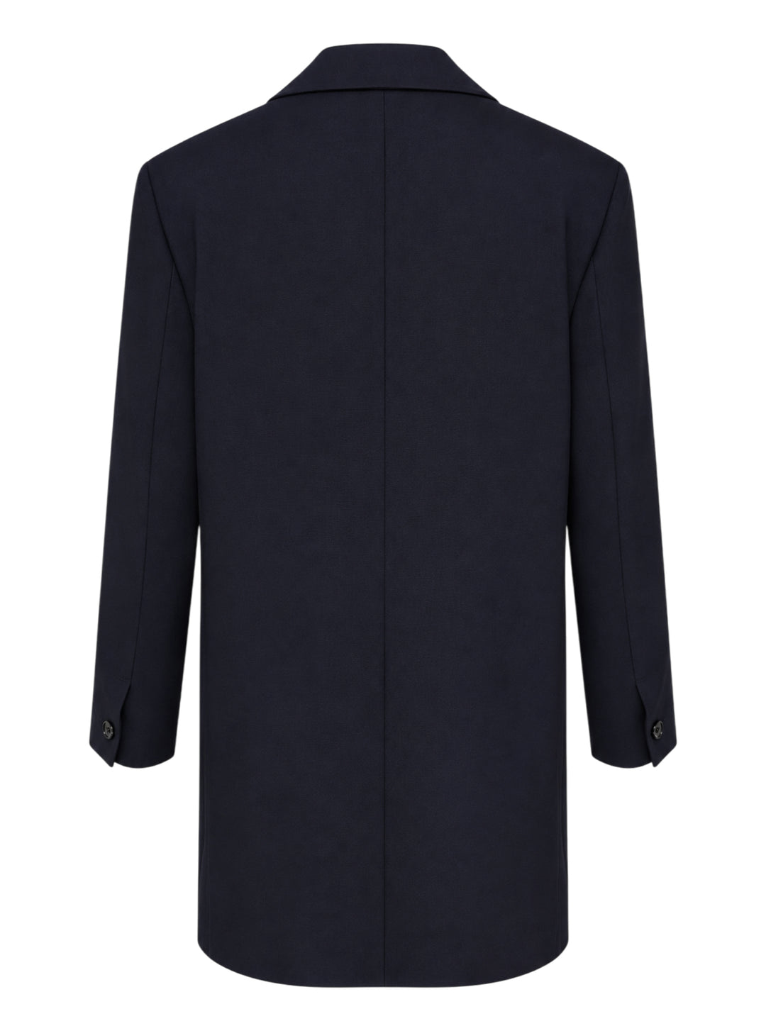 Jil Sander navy stretch wool longline single-breasted jacket with notched lapel and three-button front - view 2