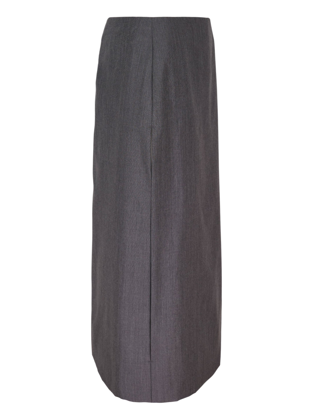 Jil Sander charcoal grey wool mohair pencil skirt with a high waist and side slit, shown front view - view 4