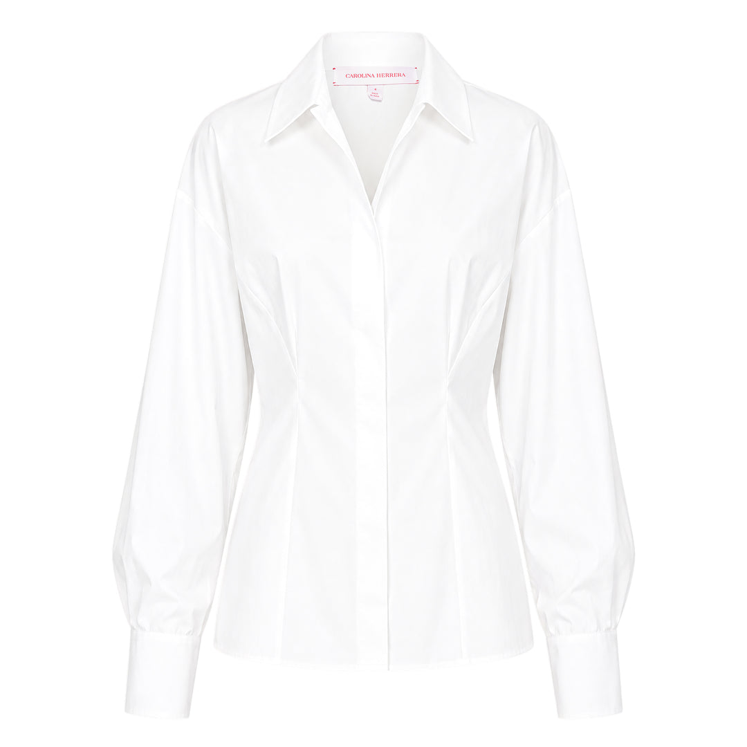 Fitted Waist Long Sleeve Collared Shirt