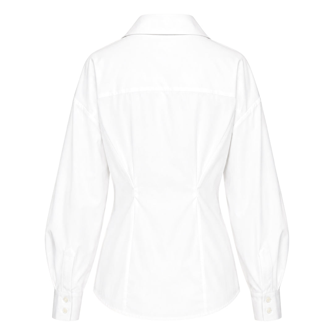Fitted Waist Long Sleeve Collared Shirt