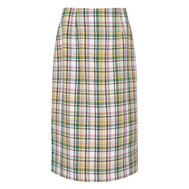 Plaid Midi Pencil Skirt