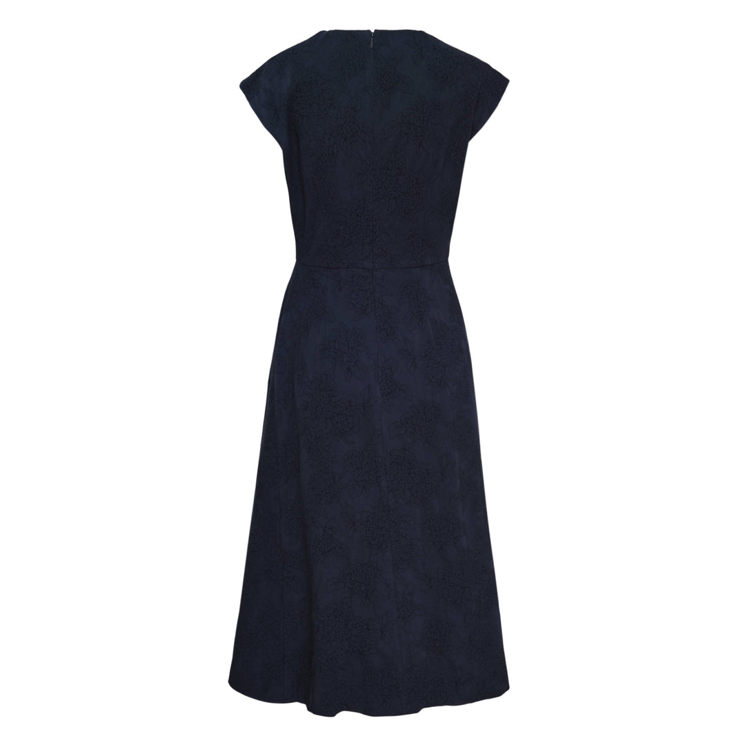 Flower Jacquard Draped Midi Dress
