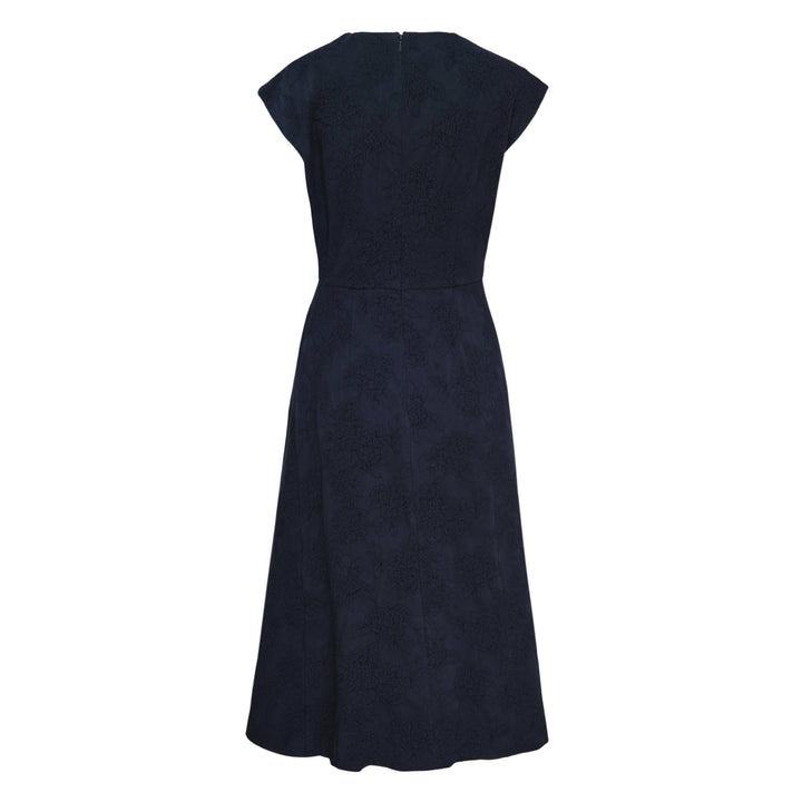 Flower Jacquard Draped Midi Dress