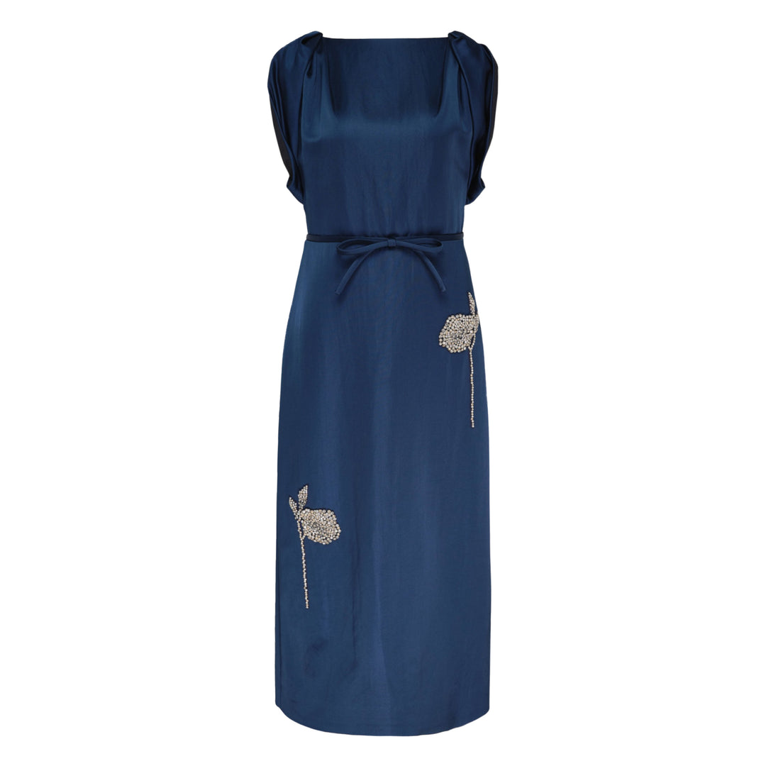 Embroidered Heavy Satin Dress