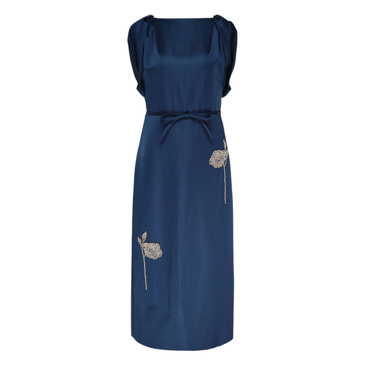 Embroidered Heavy Satin Dress