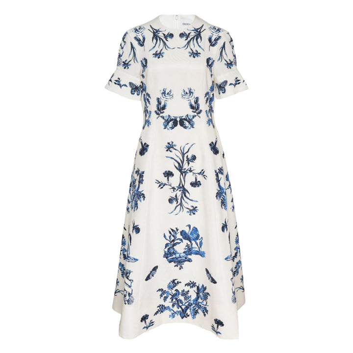 Floral Cotton Faille Short Sleeve Dress