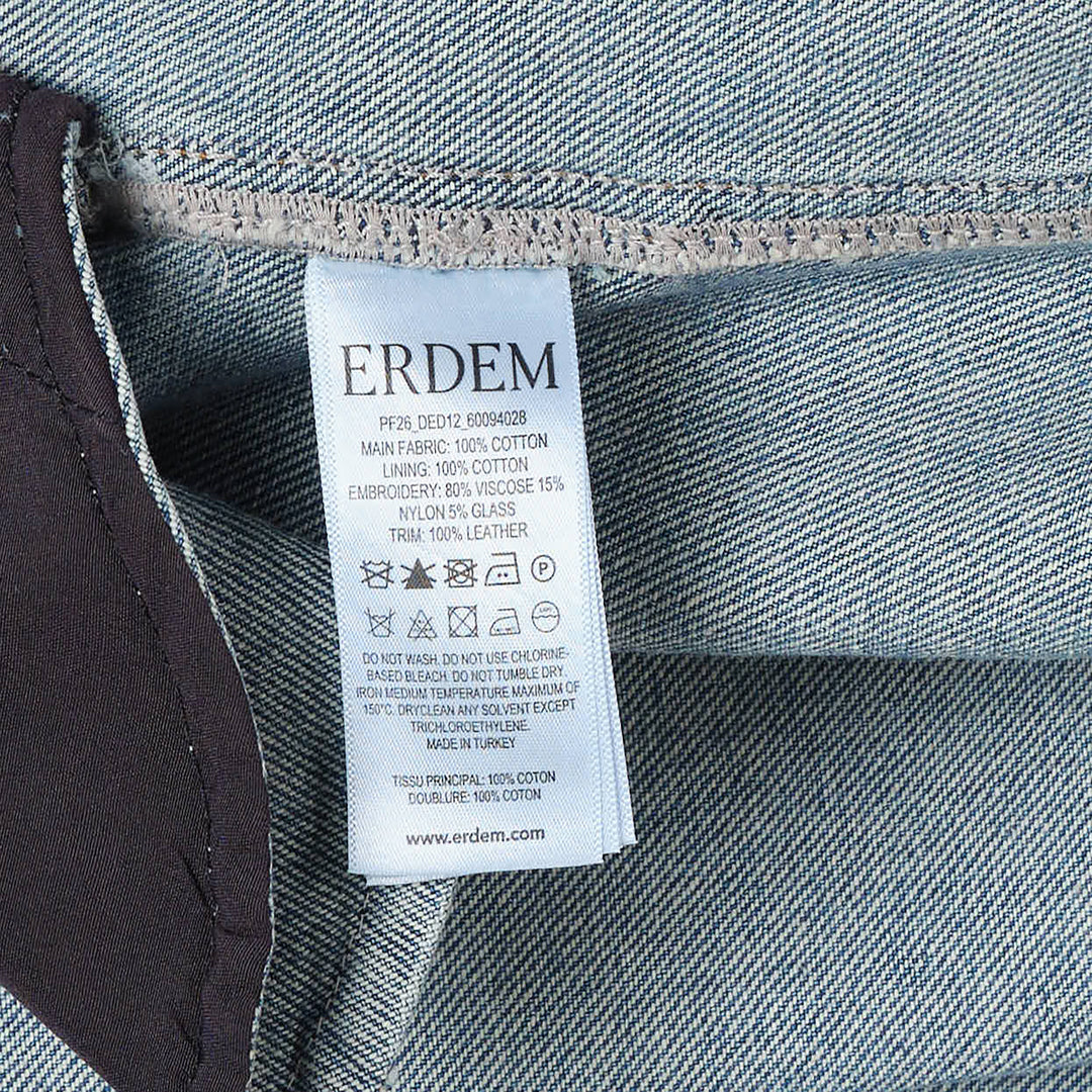 Embroidered Denim Midi Skirt