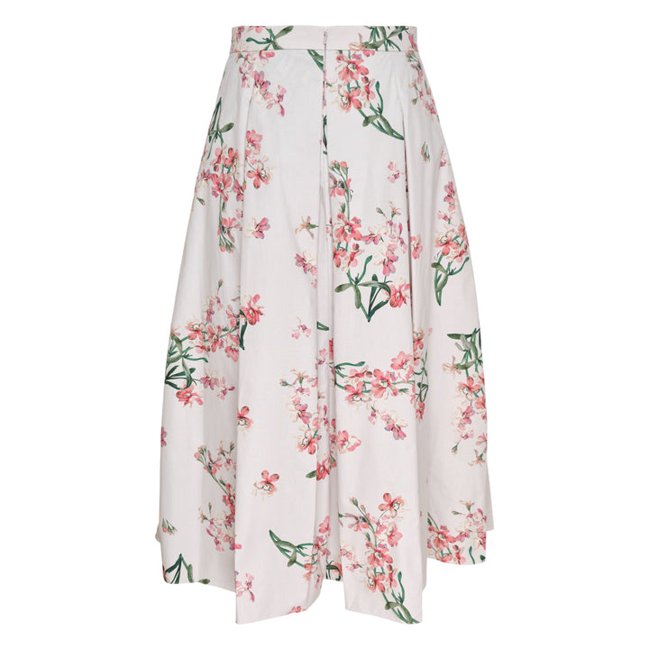 Floral Cotton Midi Pleated Skirt