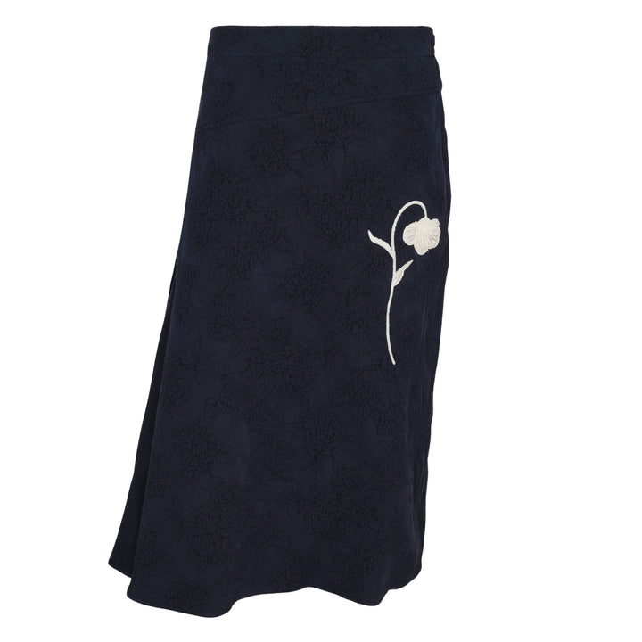 Flower Jacquard Drape Midi Skirt
