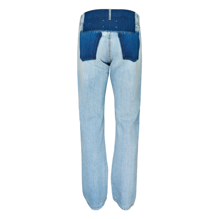 Contrast Waistband Straight Jeans