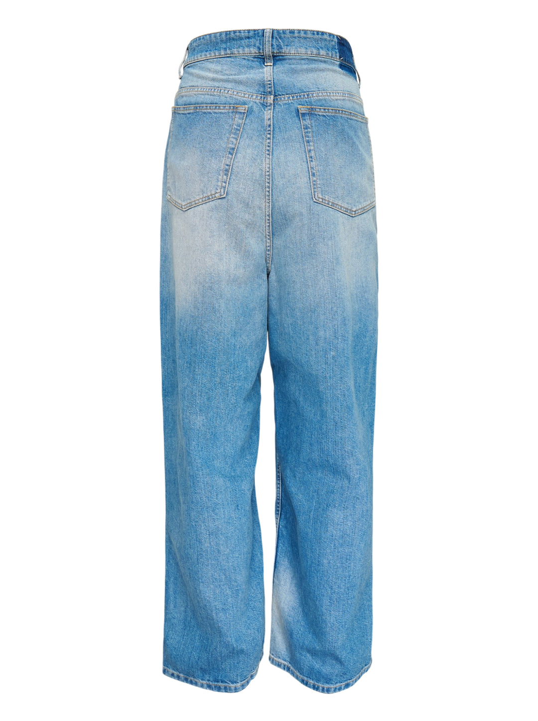 Maison Margiela light blue faded wide-leg jeans with pleated front panel and hook closure, front view - view 2