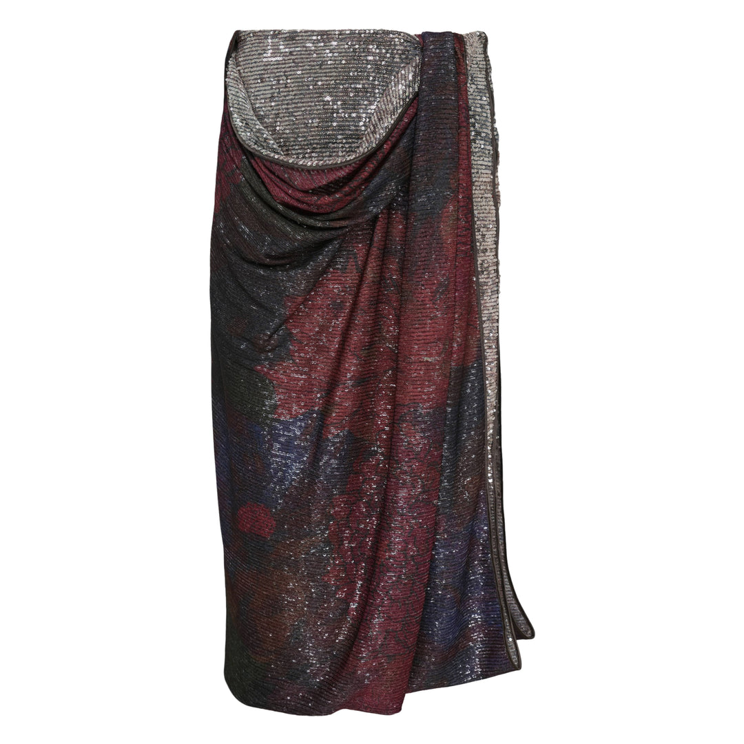 Sequins Draped Maxi Skirt