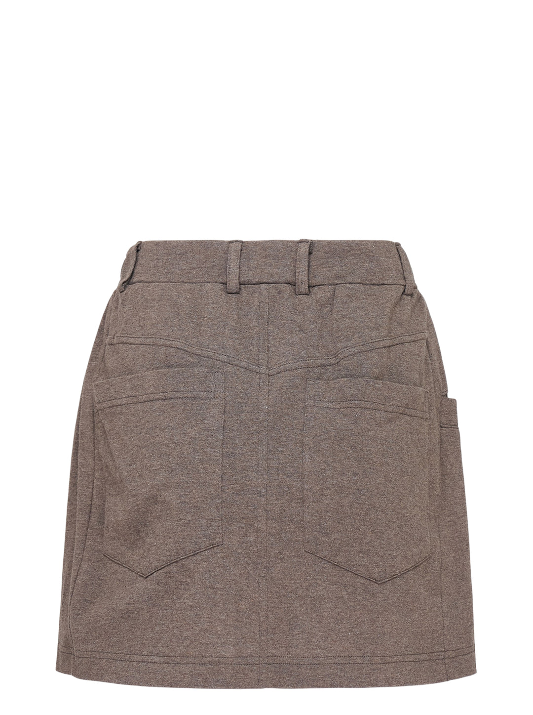 Bonbom heather brown sweat mini skirt with elasticated waist, oversized pocket and embroidered logo - view 2