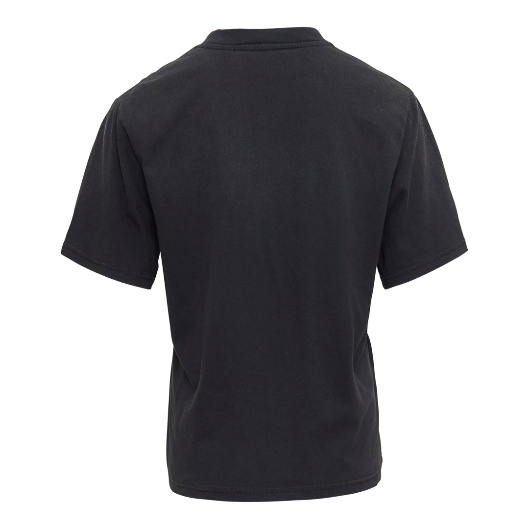 Bonbom Oval Washed Griffin Graphic Tee in vintage-washed black, featuring a gothic-lettered Bonbom logo and heraldic griffin crest oval print on the chest, relaxed crew-neck silhouette