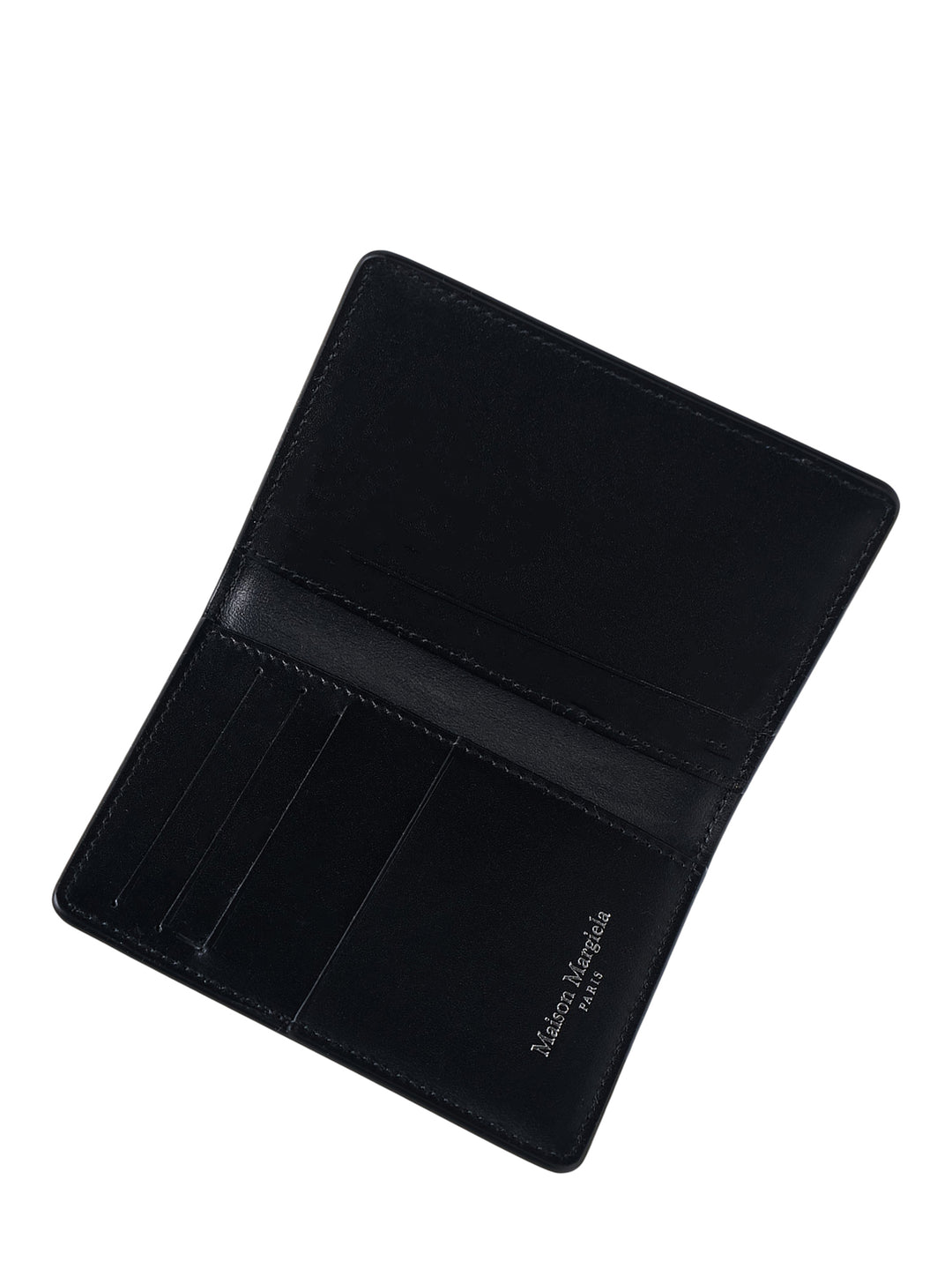 Maison Margiela Slim 2 black small grain leather bi-fold card holder, front view - view 3