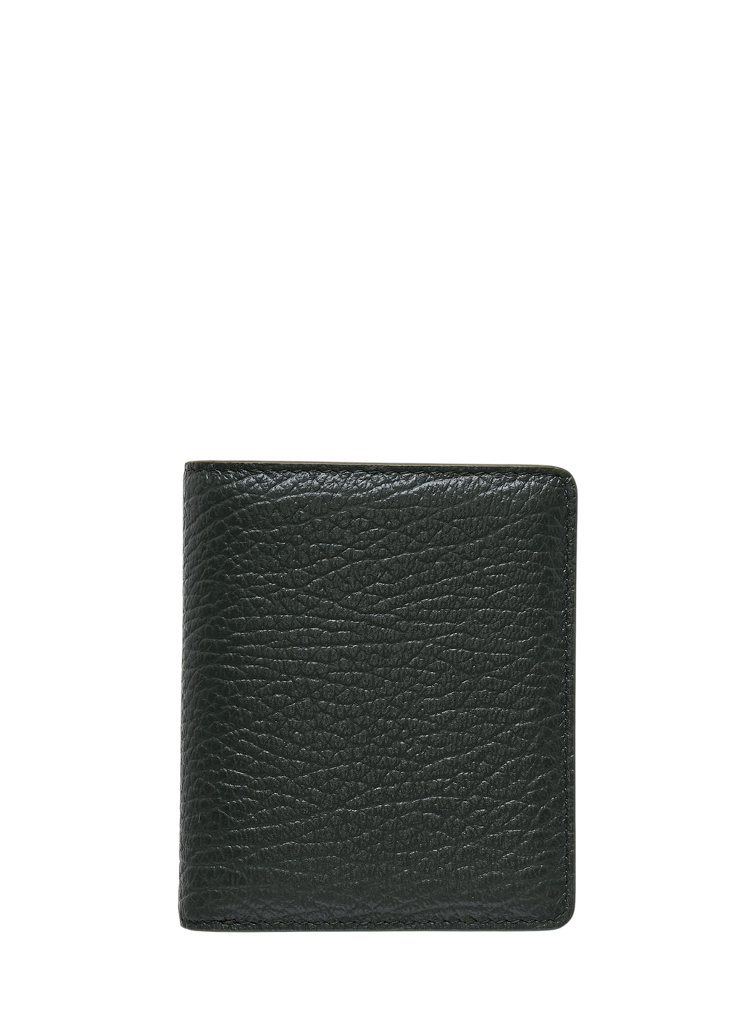 Maison Margiela black embossed grainy leather bifold wallet, front view