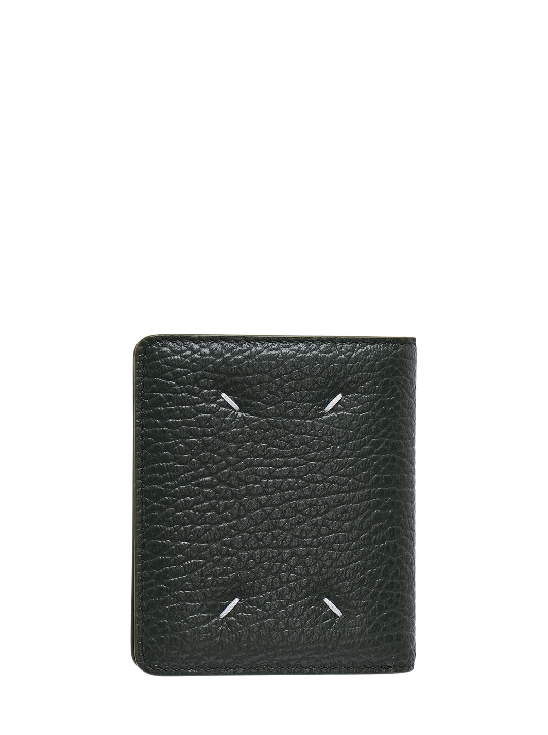 Maison Margiela black embossed grainy leather bifold wallet, front view - view 2