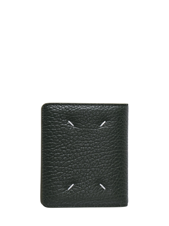 Maison Margiela black embossed grainy leather bifold wallet, front view - view 2