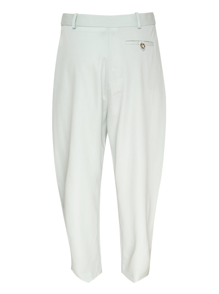 Stella McCartney mid rise balloon tailored pants in pale mint with double front pleats, belt loops, and a tapered cropped leg - view 2