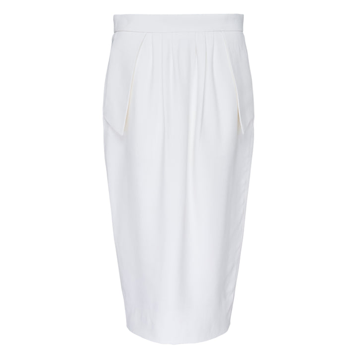 White Pleated Midi Skirt