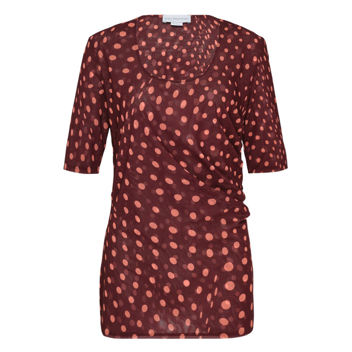 Polka Dot Mesh Scoop Neck Top