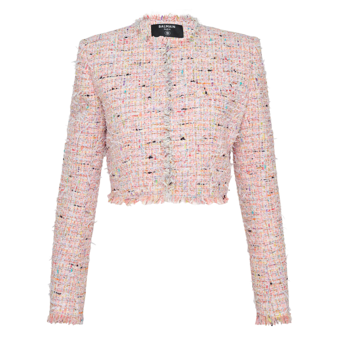 Multicolour Light Tweed Cropped Jacket